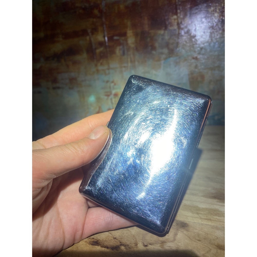 Vintage Metal Cigarette Case Cherry Graphic Blue Silver Tone Card Holder Vans - Picture 5 of 6